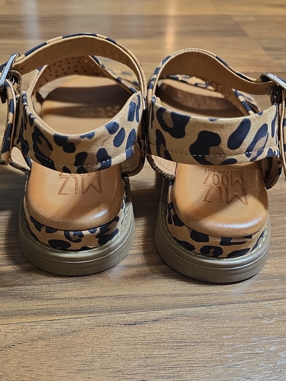 Miz Mooz Hazel Leather Adjustable Wedge Sandals - Brandy Leopard - Picture 4 of 12